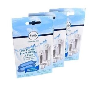 3 Pack Febreze Linen & Sky‎ Air Purifier Scent Refills NOS Rare!
